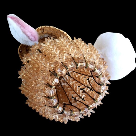 Beaded Safety Pin Art Kitsch Rabbit Bunny Folk Art Beads on Wires Handmade 7" - Picture 5 of 9